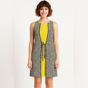 Toast UK Ikat sleeveless shift dress size 10 tie front UK size 10 US size 6 art